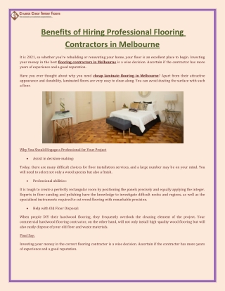 Benefits of Hiring Professional Flooring Contractors in Melbourne