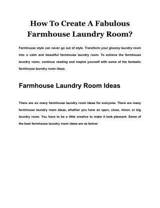 How To Create A Fabulous Farmhouse Laundry Room?