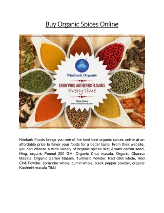 Buy Organic Spices Online