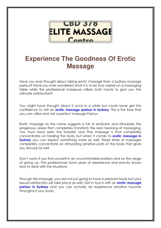 Experience The Goodness Of Erotic Massage