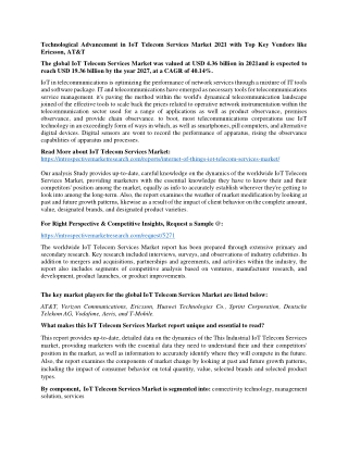 Technological Advancement in IoT Telecom Services Market 2021