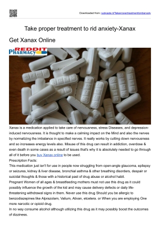 Take proper treatment to rid anxiety-Xanax