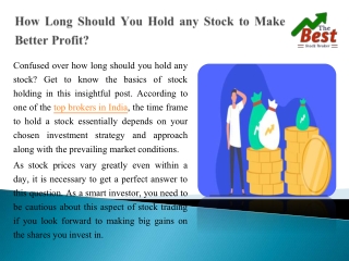 How Long Should You Hold any Stock to Make Better Profit