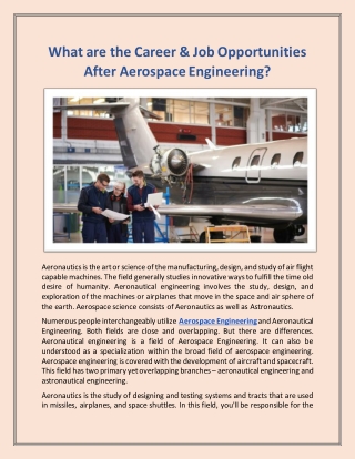 What are the Career & Job Opportunities After Aerospace Engineering