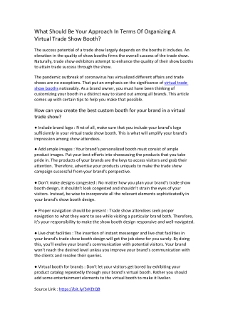 What Should Be Your Approach In Terms Of Organizing A Virtual Trade Show Booth