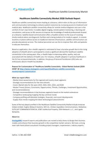 Healthcare Satellite Connectivity Market Forecasts to 2028