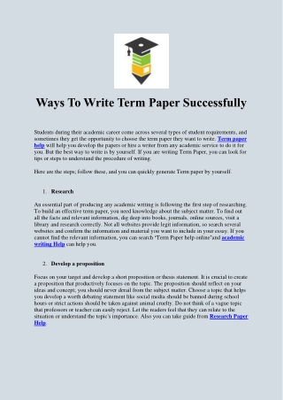 Ways to Write Term Paper Successfully
