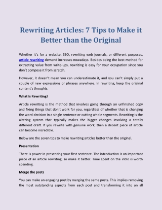 Rewriting Articles: 7 Tips to Make it Better than the Original