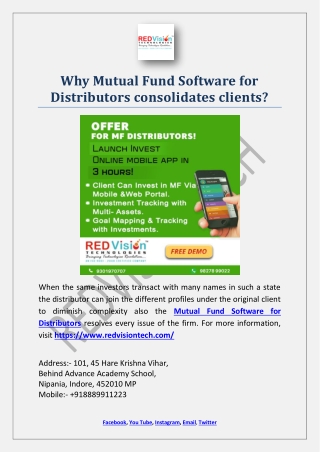 Why Mutual Fund Software for Distributors consolidates clients