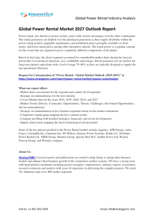 Global Power Rental Market Research Report 2019-2027