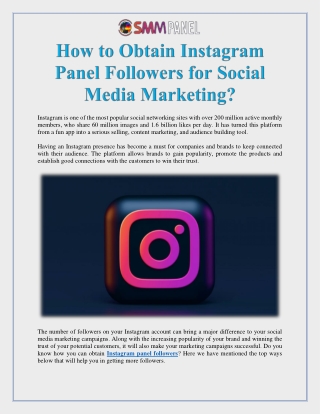 How to Obtain Instagram Panel Followers for Social Media Marketing