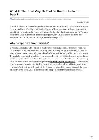 What Is The Best Way Or Tool To Scrape LinkedIn Data