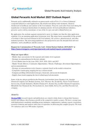 Peracetic Acid Market Insights, Leading Players and Forecast to 2027