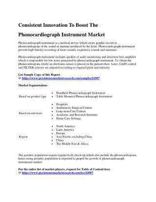 Consistent Innovation To Boost The Phonocardiograph Instrument Market