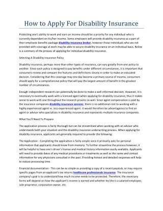 How to Apply For Disability Insurance