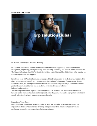 Erp solution Dubai