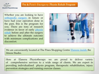 Pre and post surgery physio in Goldcoast