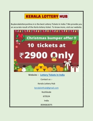 Lottery Tickets In India | buykeralalotteryonline.in