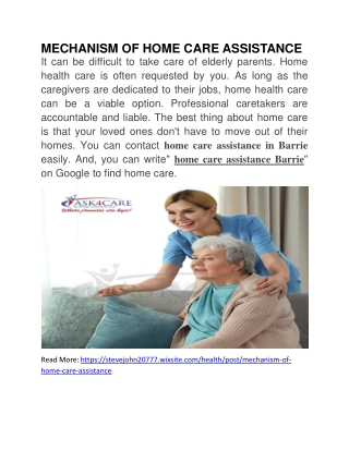 MECHANISM OF HOME CARE ASSISTANCE