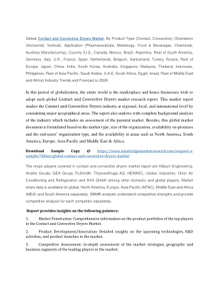 Contact and Convective Dryers Market