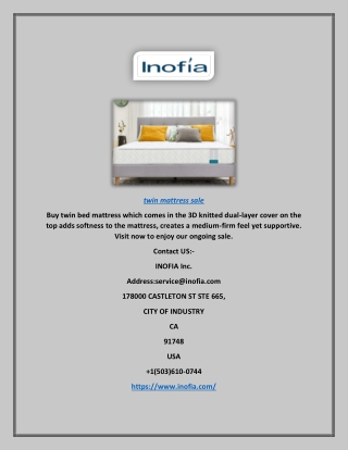 Twin Mattress Sale | Inofia.Com