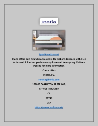 Hybrid Mattress in Uk | Inofia.co.uk