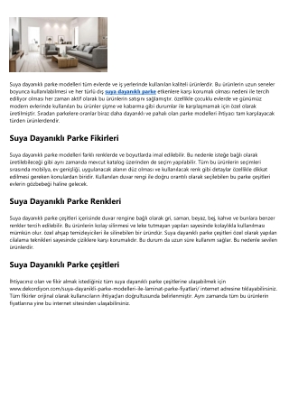 Suya Dayanıklı Parke