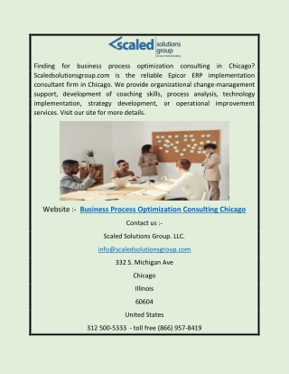 Business Process Optimization Consulting Chicago | Scaledsolutionsgroup.com