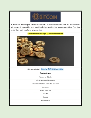 Canadian Bitcoin Exchanges | Vancouverbitcoin.com