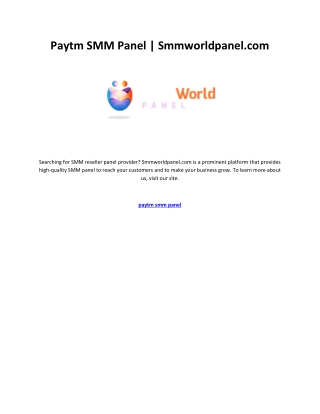 Paytm SMM Panel  Smmworldpanel.com