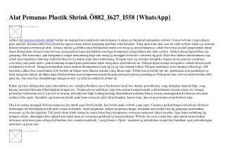 Alat Pemanas Plastik Shrink Ö882~I627~I558 [WA]
