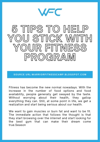 5 Tips to help you stick With Your Fitness Program