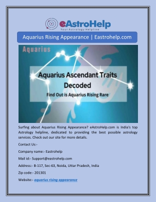 Aquarius Rising Appearance | Eastrohelp.com