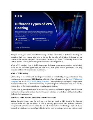 Different Types of VPS Hosting