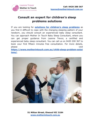 Consult an expert for children's sleep problems solutions