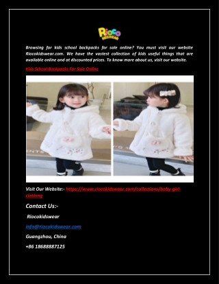 Kids School Backpacks For Sale Online | Riocokidswear.com