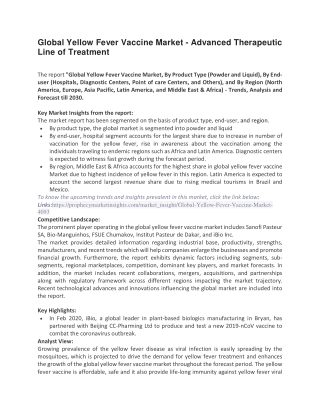 Global Yellow Fever Vaccine Market