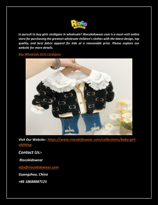 Buy Wholesale Girls Cardigans | Riocokidswear.com