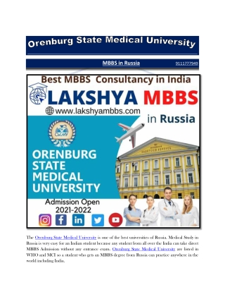 Orenburg State Medical University | MBBS in Russia