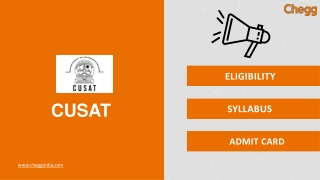 Cochin University Of Science & Technology Common Admission Test (CUSAT CAT)