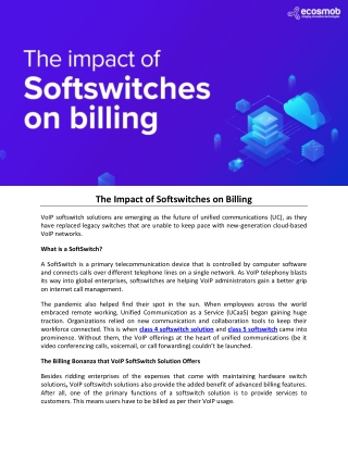 The Impact of Softswitches on Billing
