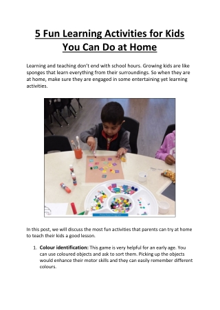 5 Fun Learning Activities for Kids You Can Do at Home