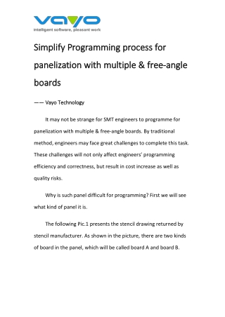 Simplify Programming process for panelization with multiple & free-angle boards