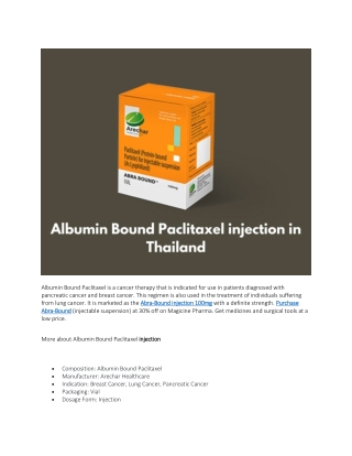 Albumin Bound Paclitaxel injection in Thailand