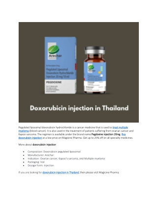 doxorubicin injection in Thailand