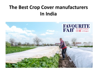 The Best Crop Cover manufacturers In India