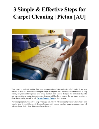 3 Simple and Effective Steps for Carpet Cleaning - Picton [AU]