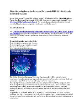 Global Biomarker Partnering Terms and Agreements 2010-converted