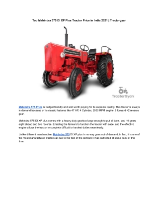Top Mahindra 575 DI XP Plus Tractor Price in India 2021 | Tractorgyan