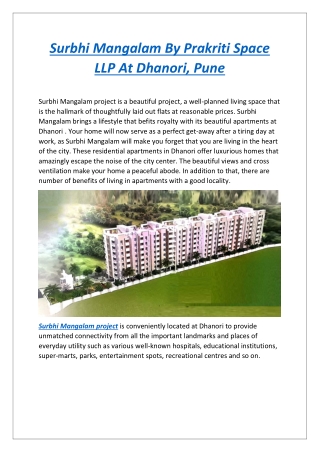 Surbhi Mangalam By Prakriti Space LLP At Dhanori, Pune - Dwello
